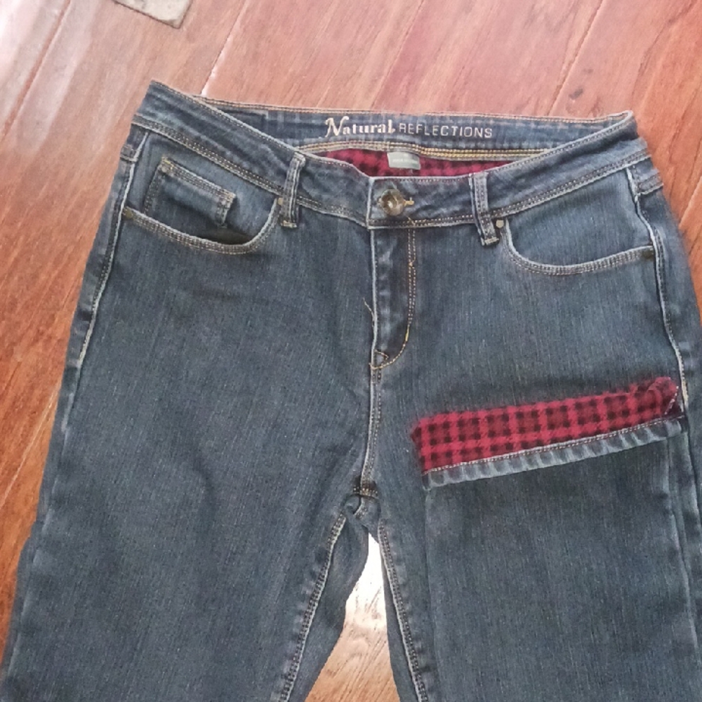 Natural Reflections Blue Straight Leg Jeans with Flannel Lining